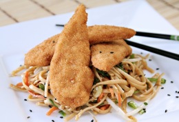 Chicken Tenders with an Asian Noodle Salad