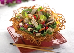 Asian Chicken Salad in a Noodle Bowl