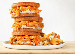 Pulled Buffalo Chicken Sandwich with Blue Cheese Cream